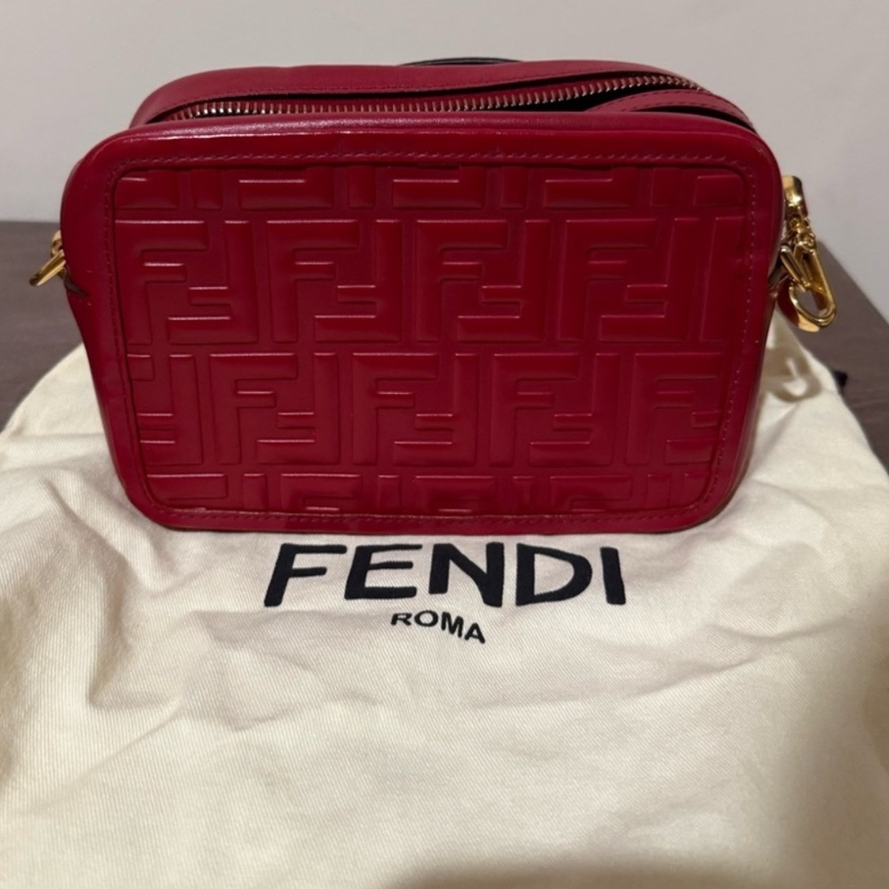 Authentic FENDI  Bold Crimson Red Crossbody Bag